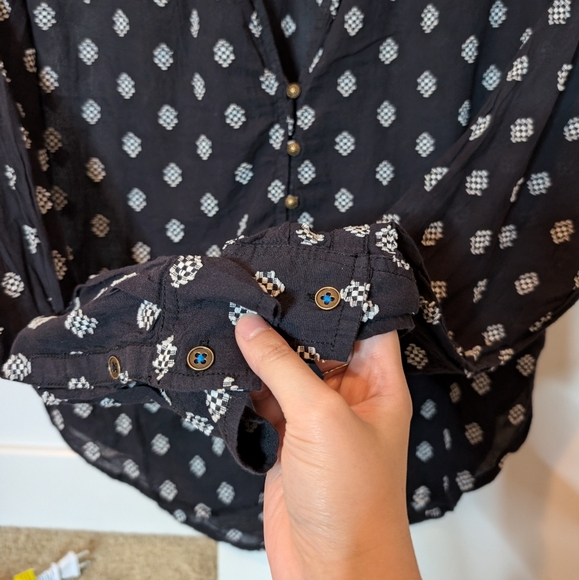 Pilcro Anthropologie Tavi Embroidered Textured Ruffle Collar Blouse Sz XS - Picture 7 of 15